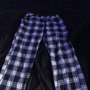 Plaid Pajama Pants in Blue and White